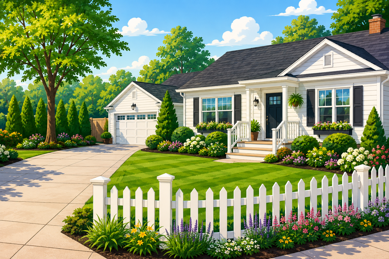 Freshly maintained home and garden